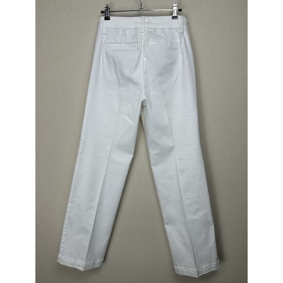 Talbots White Cotton Blend Stretch Pants Button Front Pocket Design Size 4 EUC - Picture 10 of 14